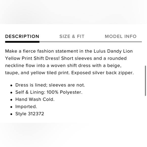 NWOT Lulu’s Size S Sandy Lion Yellow Print Shift Dress - Picture 12 of 12